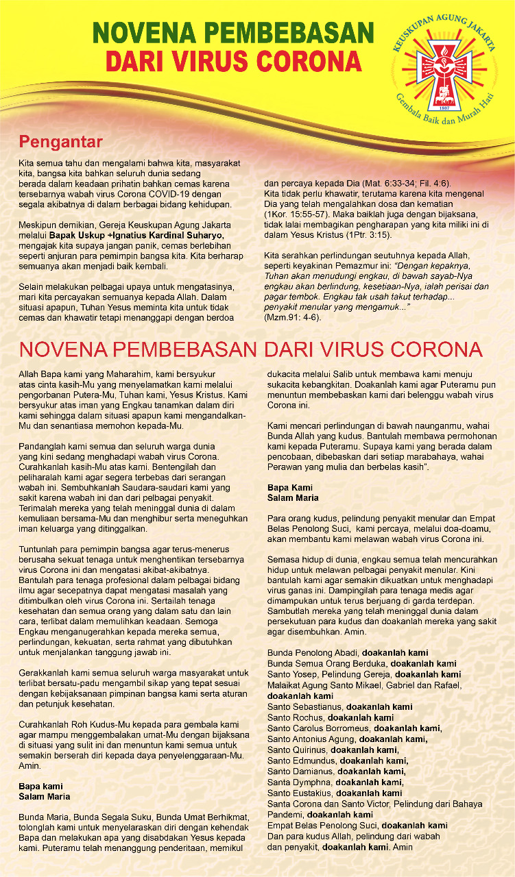 Novena, Covid-19, Katekese, Doa, Tuhan Yesus, Kasih Allah, Cinta Kasih, Kesembuhan, Berkat Tuhan